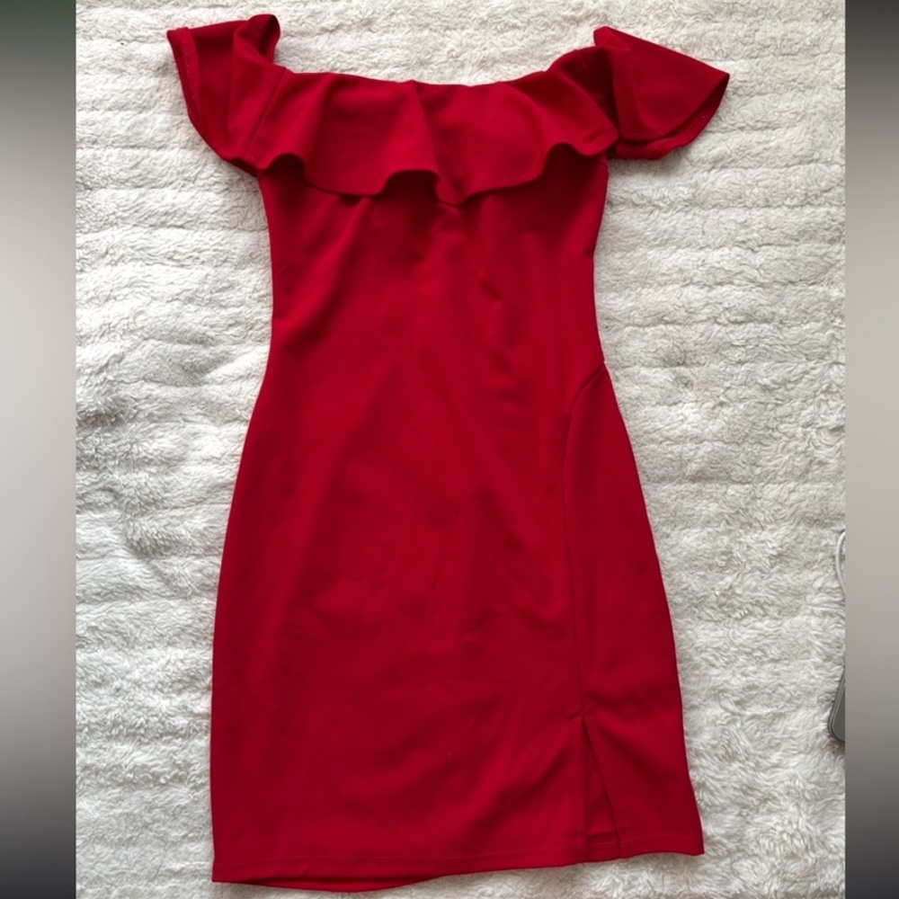 Sequin Hearts Strapless Red Dress